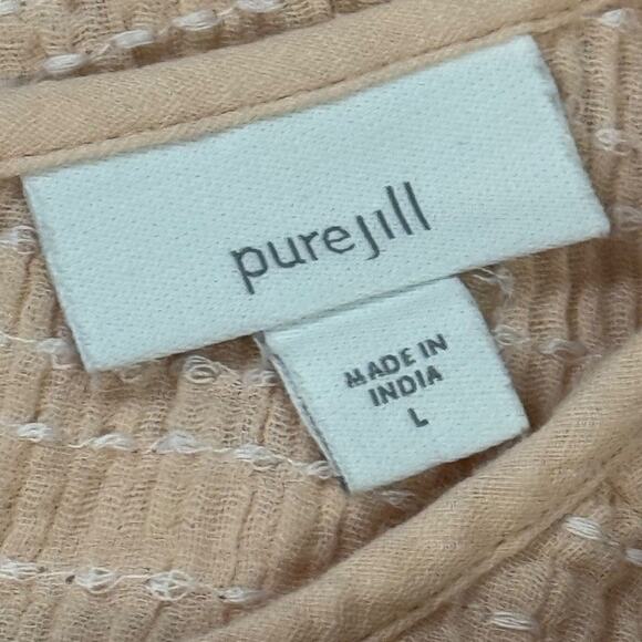 J Jill Pure Pink Blush Dolman Short Sleeve Oversized Embroidered Cotton Top L - Picture 16 of 16